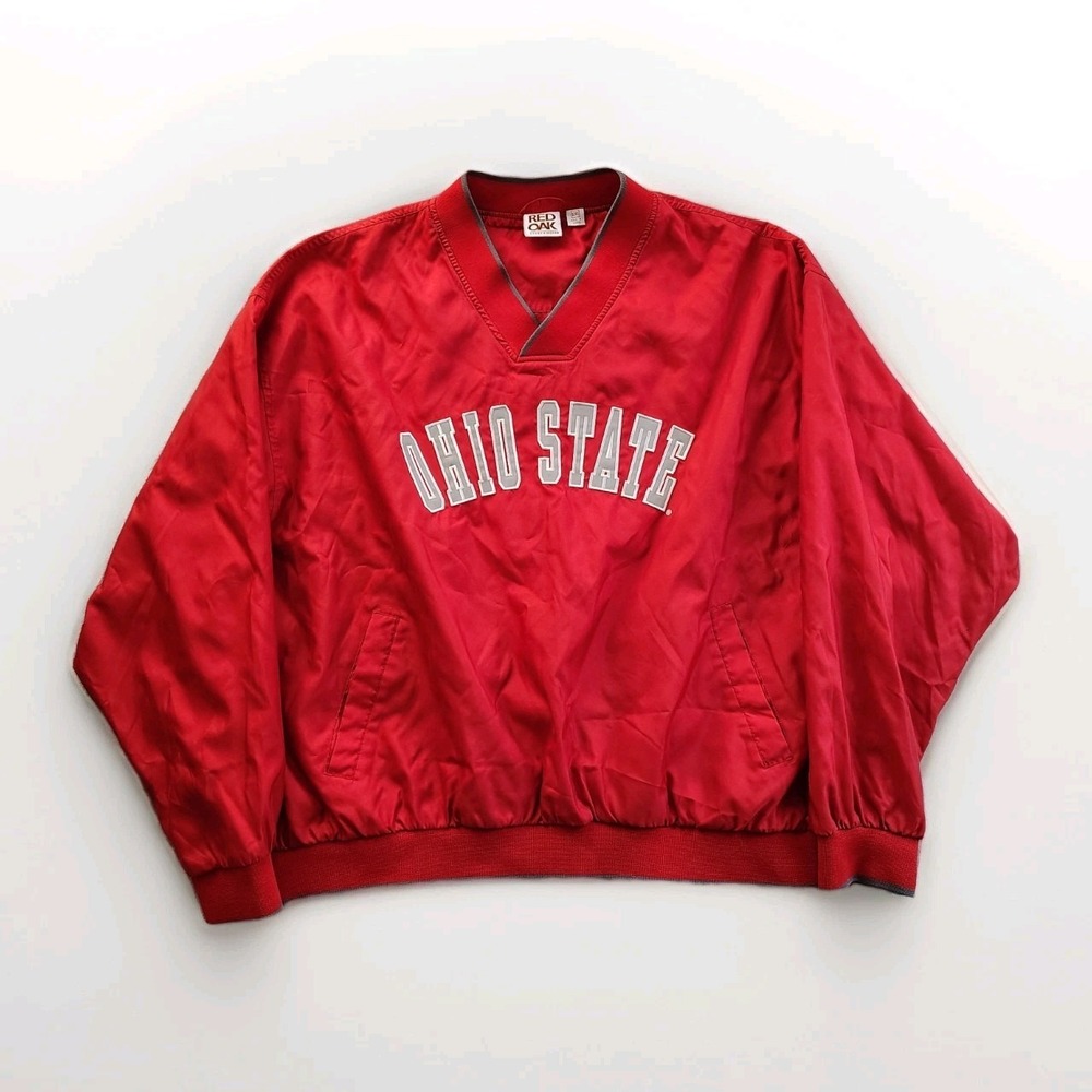 Ohio State Vintage Windbreaker Jacket‎ Men's 2XL Pullover Buckeyes Red Oak NCAA